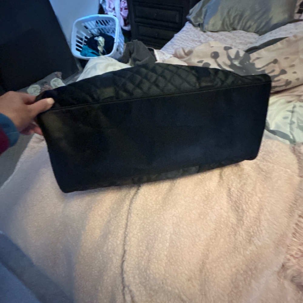 DSW black satin duffel bag. - Picture 5 of 16
